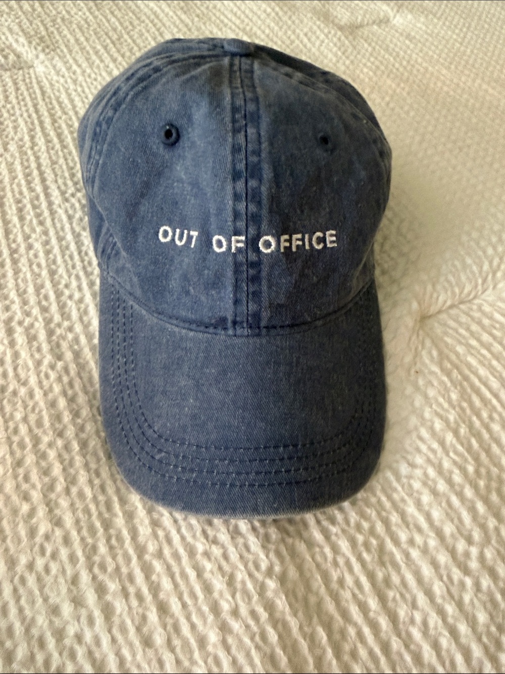 Out of Office Embroidered Baseball Cap - denim blue